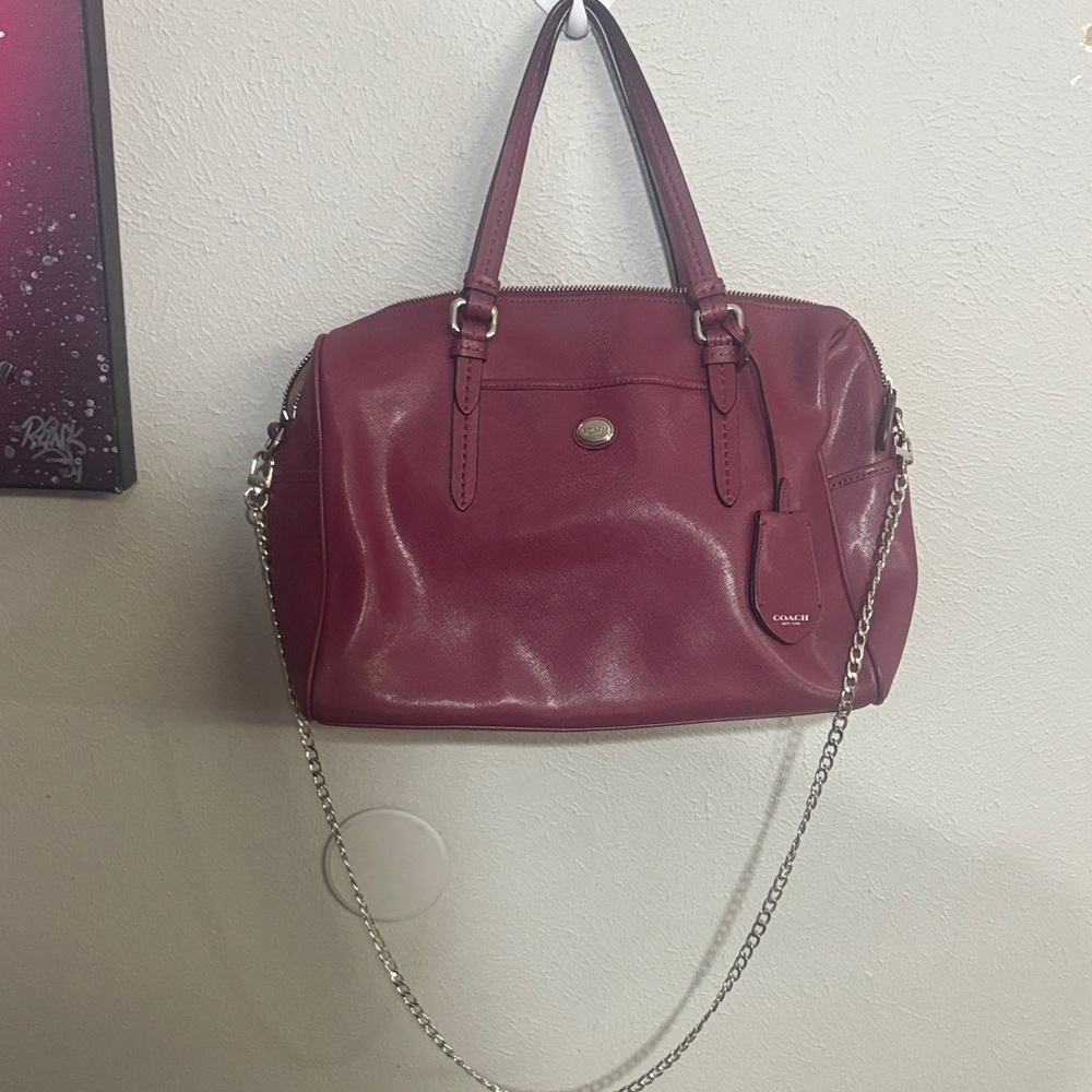Coach Maroon Peyton Nancy Satchel- Merlot